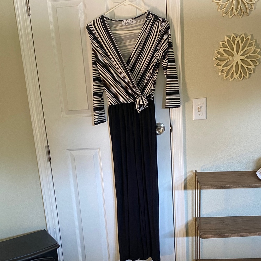 Black and White Striped Maxi Dress